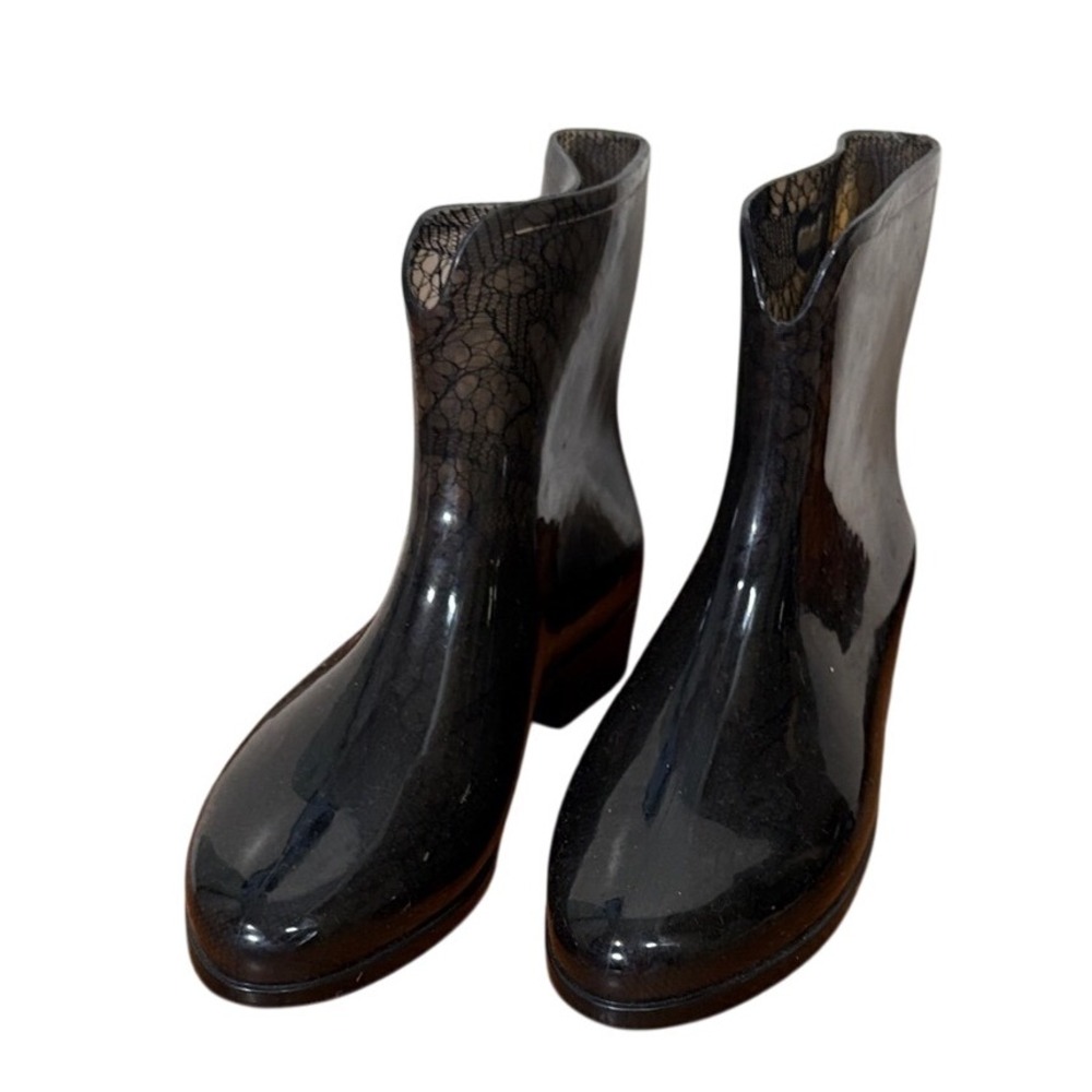 Mel by Melissa Lace lined Jelly Rain Booties Black size 7
